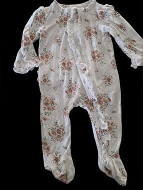Little Me Baby Girl Floral Ruffle Footies